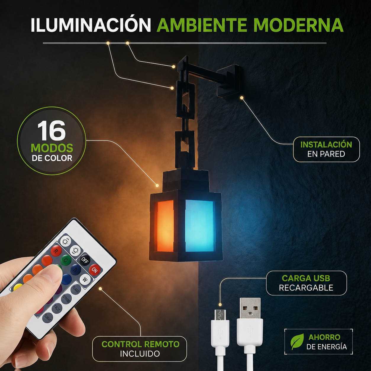 Lámpara Pixel Retro